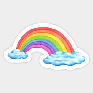 Rainbow and fluffy blue clouds Sticker
